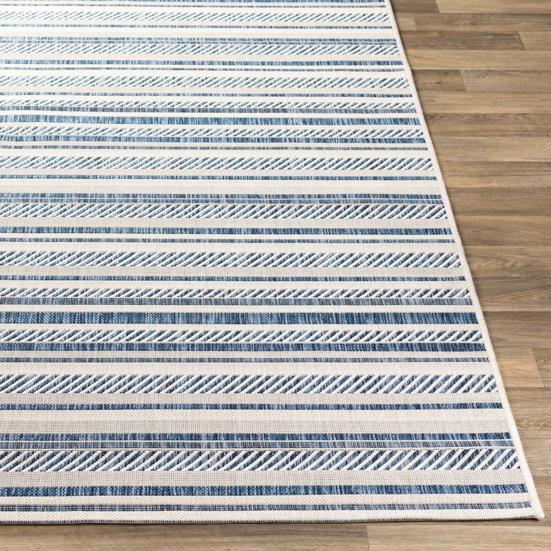 Beachcrest Home Bellino Striped Denim Indoor/Outdoor Area Rug & Reviews